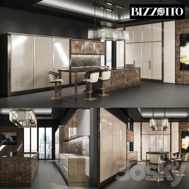 Kitchen – Interiors – 3D Models – Kitchen Bizzotto factories Infinity series