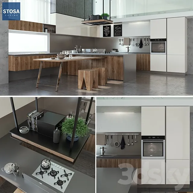 Kitchen – Interiors – 3D Models – Kitchen Cucine Stosa Infinity Diagonal