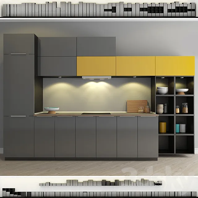 Kitchen – Interiors – 3D Models – Kitchen IKEA Method-Ringult (Ringhult)