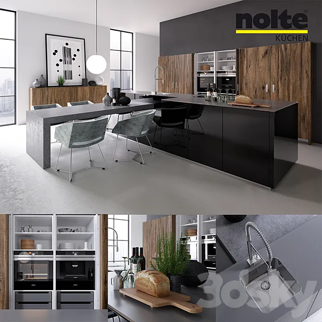 Kitchen – Interiors – 3D Models – Kitchen NOLTE Legno (vray GGX; corona PBR)
