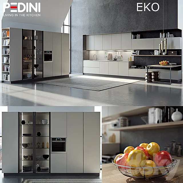 Kitchen – Interiors – 3D Models – Kitchen Pedini Eko Set2 (V-Ray)