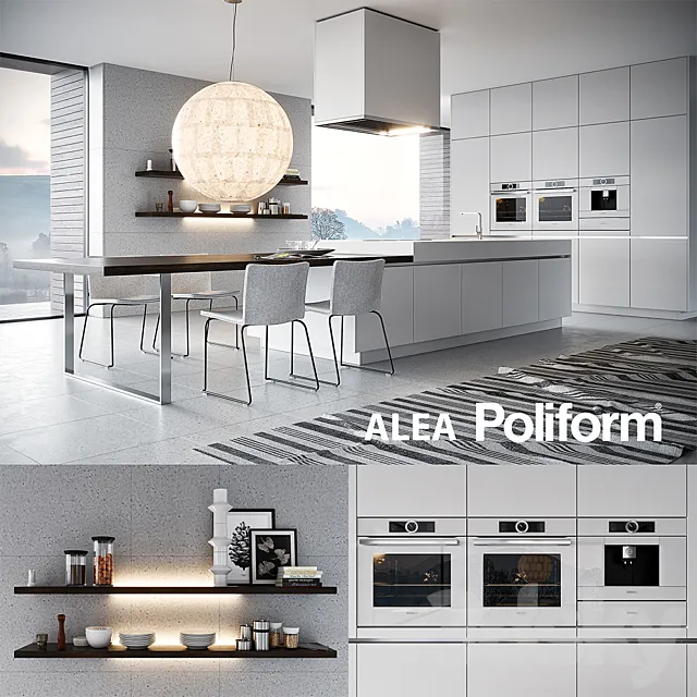 Kitchen – Interiors – 3D Models – Kitchen Poliform Varenna Alea 3 (vray GGX; corona PBR)