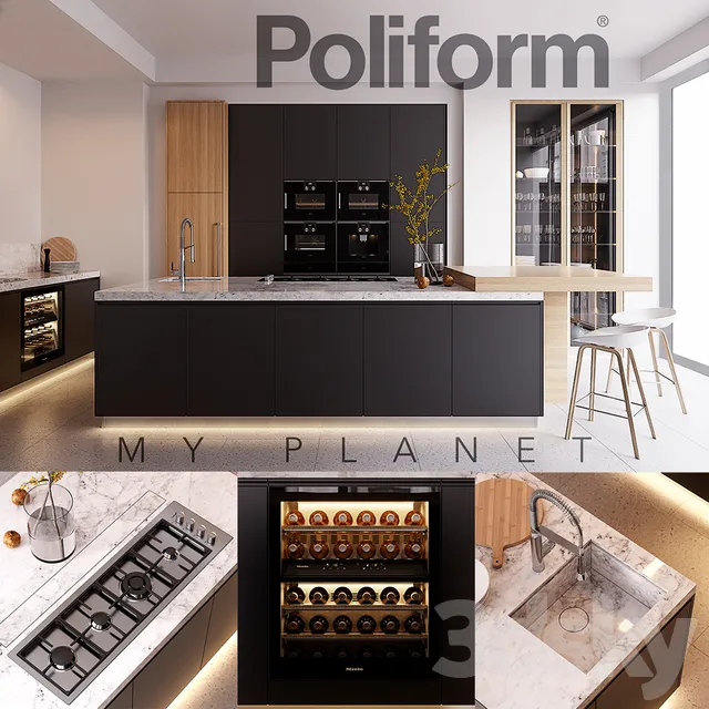 Kitchen – Interiors – 3D Models – Kitchen Poliform Varenna My Planet 4 (vray GGX; corona PBR)