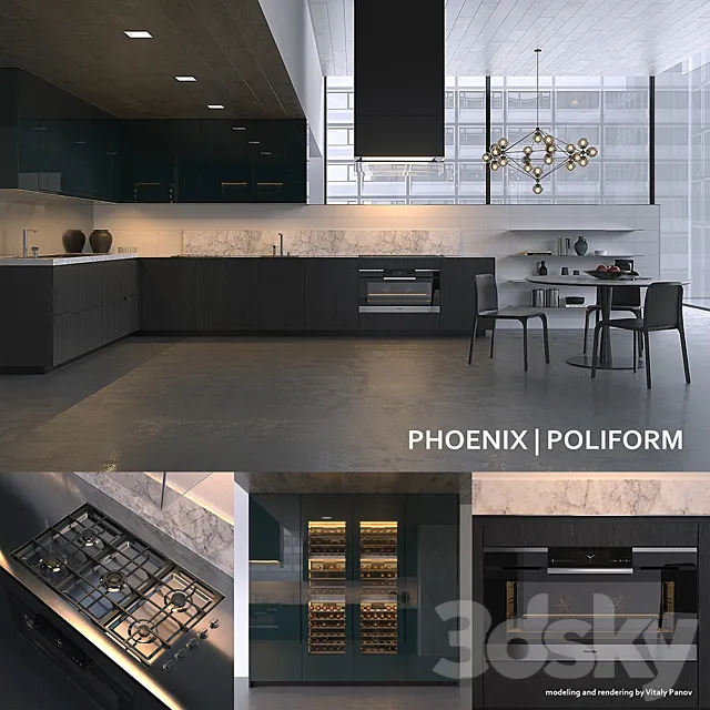 Kitchen – Interiors – 3D Models – Kitchen Poliform Varenna Phoenix 3 (vray; corona)