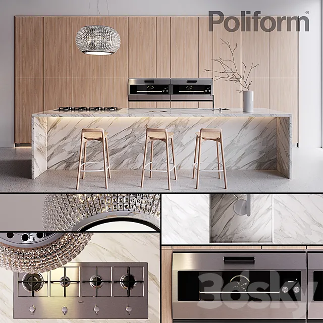 Kitchen – Interiors – 3D Models – Kitchen Poliform Varenna Trail 2