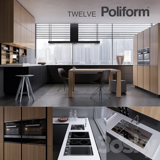 Kitchen – Interiors – 3D Models – Kitchen Poliform Varenna Twelve 2