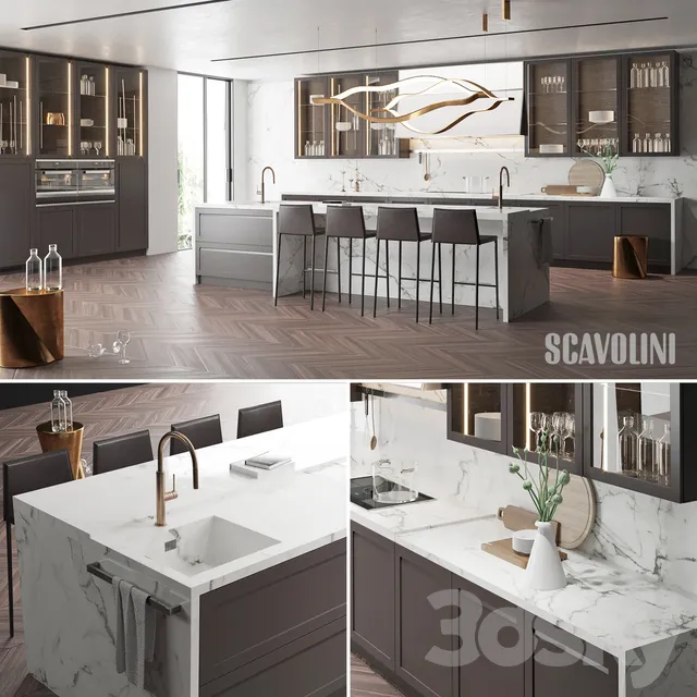 Kitchen – Interiors – 3D Models – Kitchen Scavolini Carattere