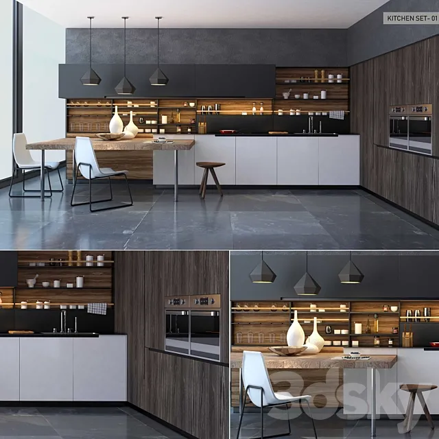 Kitchen – Interiors – 3D Models – Kitchen set 01 3d model