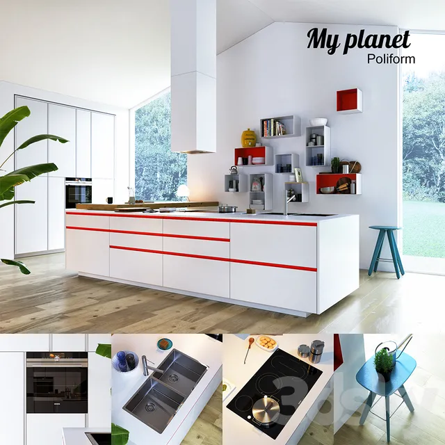 Kitchen – Interiors – 3D Models – Kitchen Varenna My Planet by Poliform
