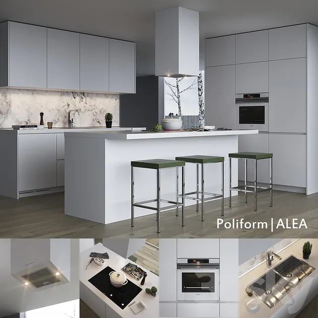 Kitchen – Interiors – 3D Models – Modern kitchen Poliform Varenna Alea