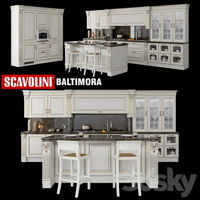 Kitchen – Interiors – 3D Models – Scavolini Baltimora Kitchen