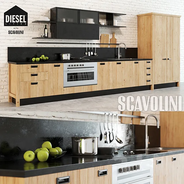 Kitchen – Interiors – 3D Models – Scavolini kitchen Diesel
