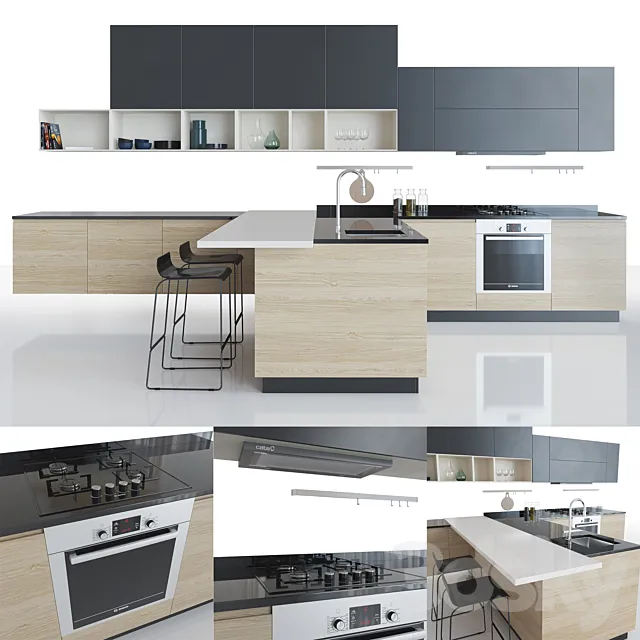 Kitchen – Interiors – 3D Models – Scavolini Motus Kitchen