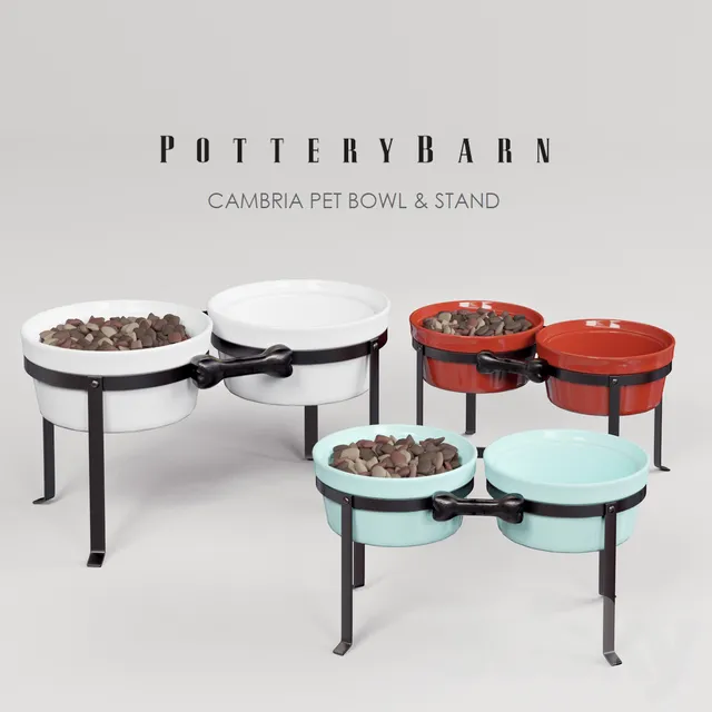 Kitchen – Accessories – 3D Models – Cambria Pet Bowl & Stand