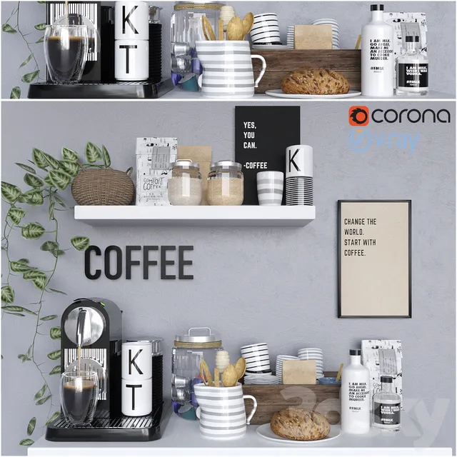 Kitchen – Accessories – 3D Models – Coffee home bar 3D model
