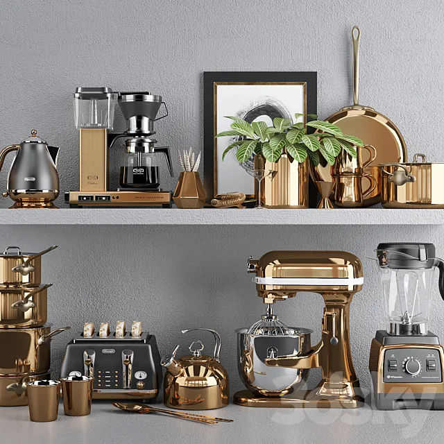 Kitchen – Accessories – 3D Models – Kitchen Copper Set