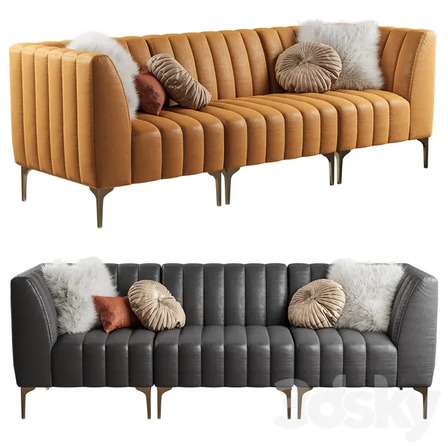 Pottery Barn \/ Avalon sofa leather (3-seater) 3DS Max - thumbnail 3