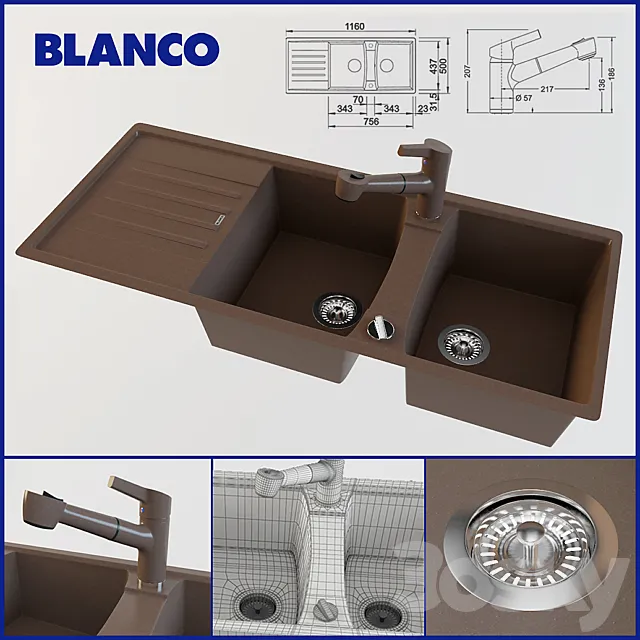 Kitchen – Appliance 3D Models – BLANCO LEXA 8S and mixer BLANCO ELIPSO-S II