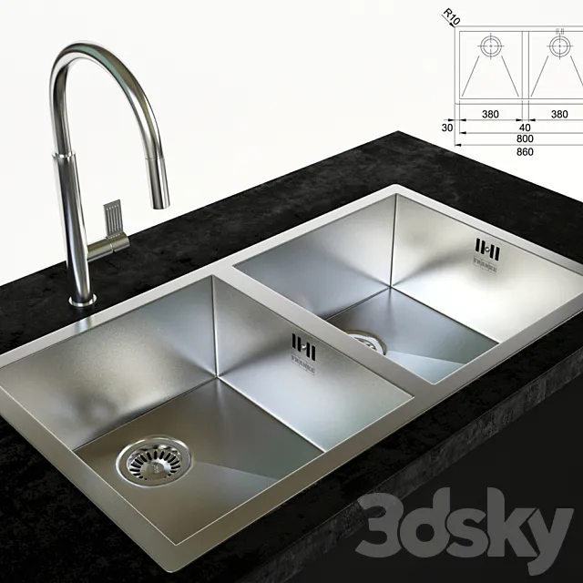 Kitchen – Appliance 3D Models – Franke sink and faucet