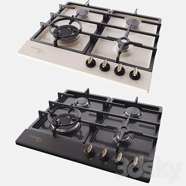 Kitchen – Appliance 3D Models – Hob pyramida pfe 642 ivory Rustico (beige and black)