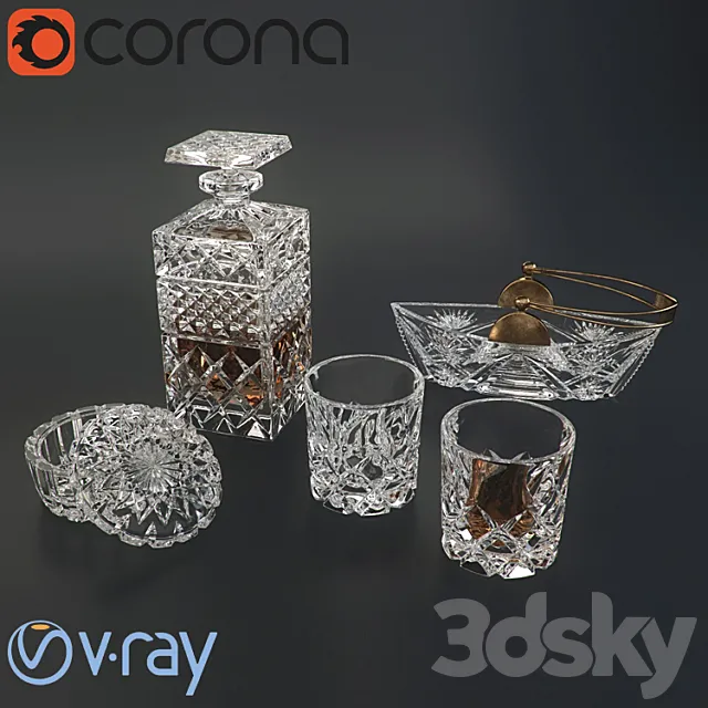 A set of crystal glassware 3DS Max - thumbnail 3