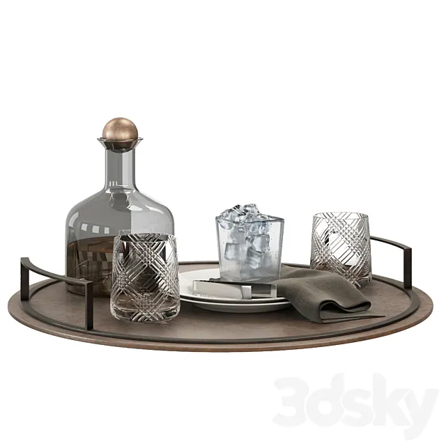 Whiskey Vintage Tray Set 3DS Max - thumbnail 3