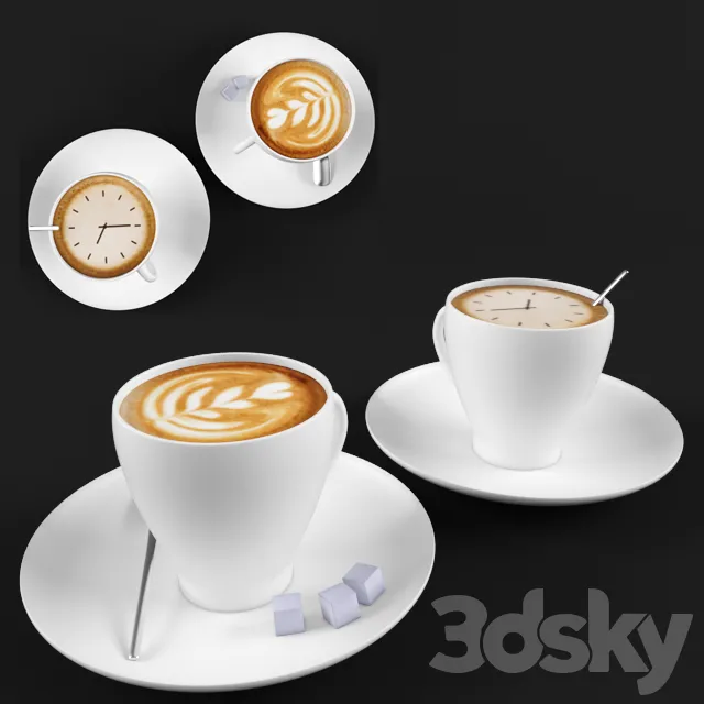 Kitchen – Foods – Drink 3D Models – Cup of cappuccino
