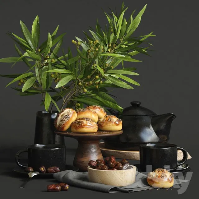 Kitchen – Foods – Drink 3D Models – Kitchen Set 05 with dates (max)