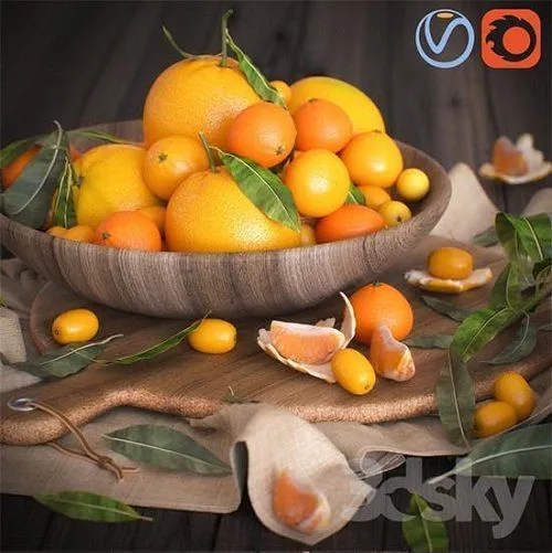 Kitchen – Foods – Drink 3D Models – Oranges 3d Model (Corona; Vray)