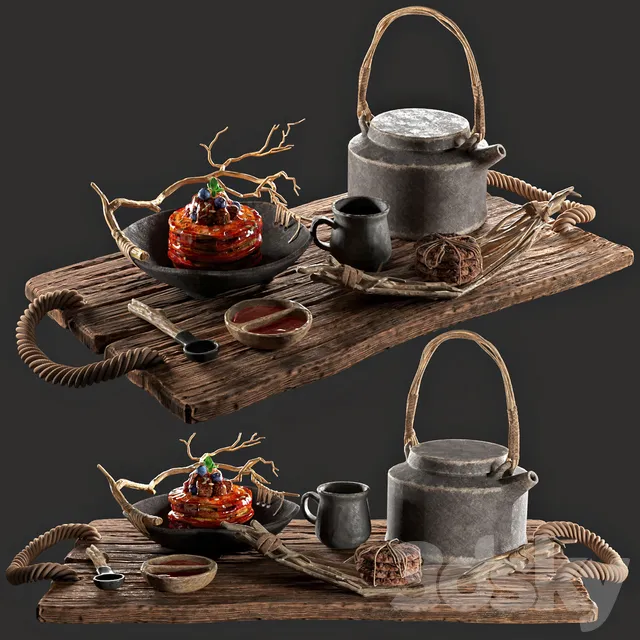 Kitchen – Tableware 3D Models – Breakfast in bed 3d Model