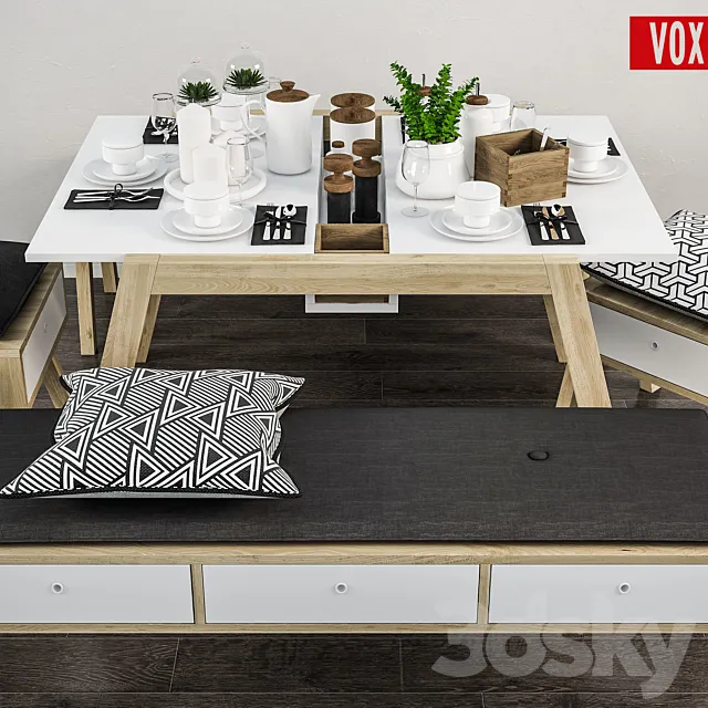 Kitchen – Tableware 3D Models – Decorative set of table .VOX .Spot