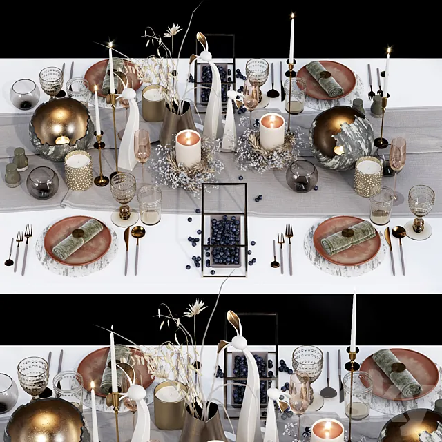 Kitchen – Tableware 3D Models – Luxury table setting wreath