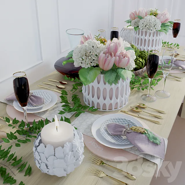 Kitchen – Tableware 3D Models – Table setting spring