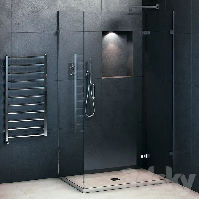 Bathroom – Accessories 3D Models – Majestic Showers Portofino and heated towel rail
