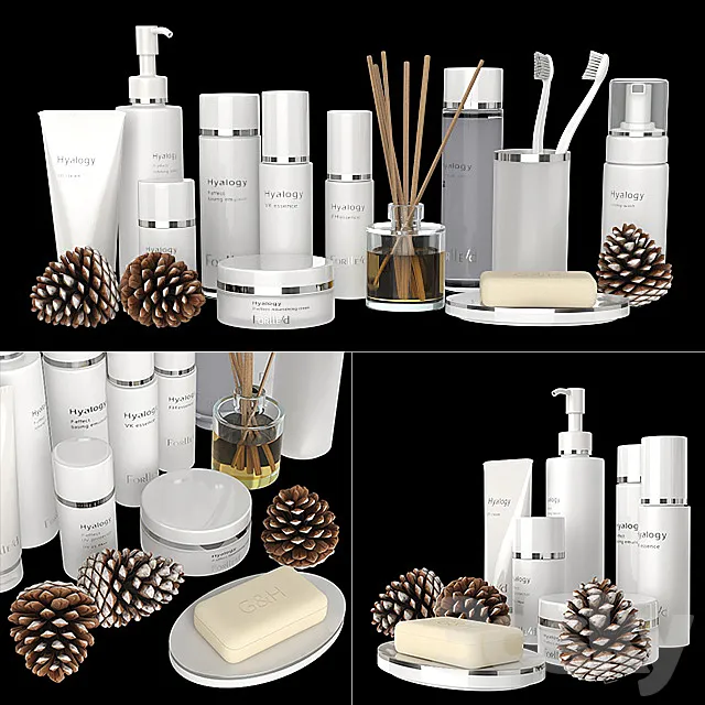 Bathroom – Accessories 3D Models – Set of white cosmetics