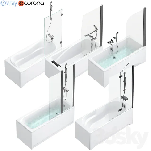 Bathroom – Bathtub 3D Models – Bath and Shower Curtains Villeroy & Boch