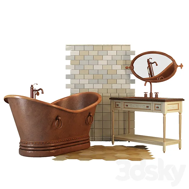 Bathroom – Bathtub 3D Models – Copper bath