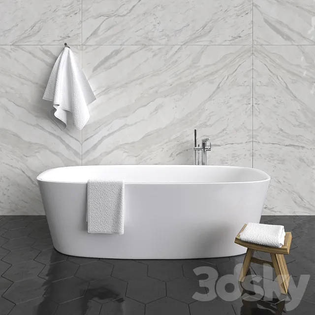 Bathroom – Bathtub 3D Models – Ideal Standard Bathtub Dea and Melange Mixer