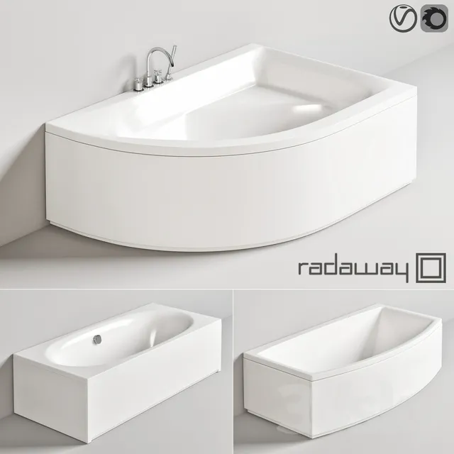 Bathroom – Bathtub 3D Models – Radaway baths + Steinberg bath; shower mixer