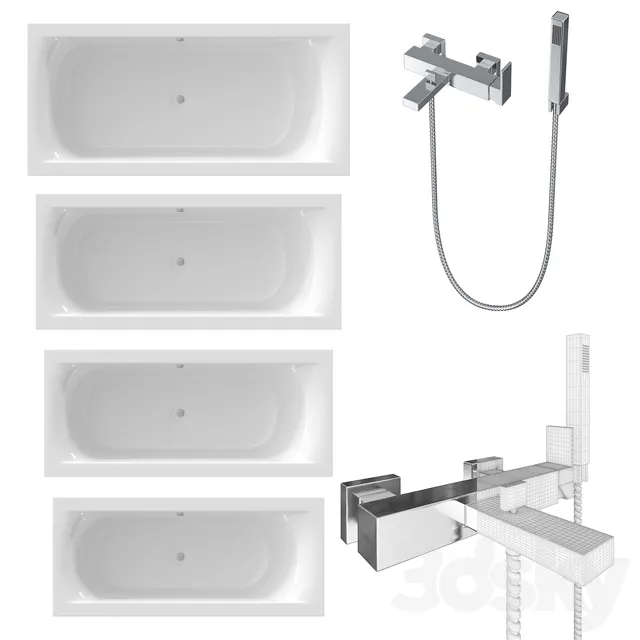 Bathroom – Bathtub 3D Models – RIHO baths and Newform bath shower mixer