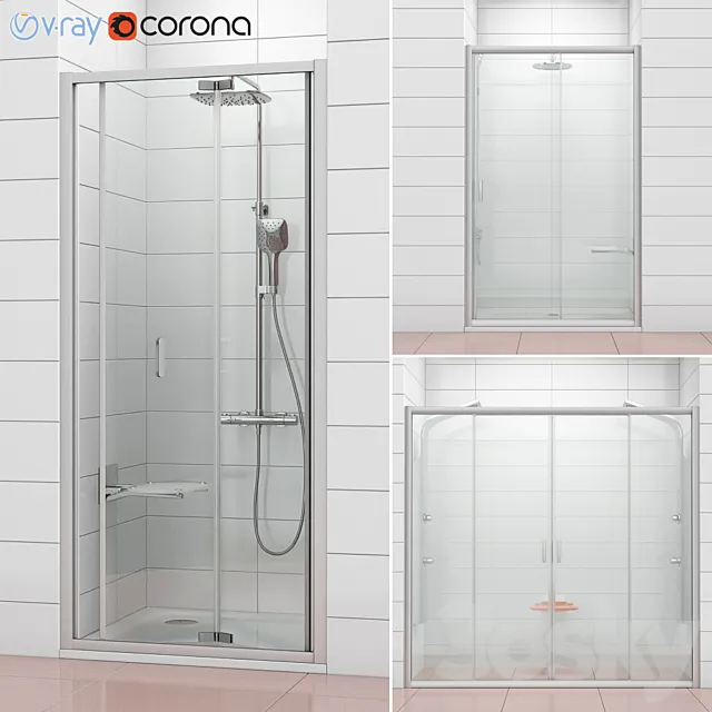 Bathroom – Bathtub 3D Models – Shower doors Ravak Blix
