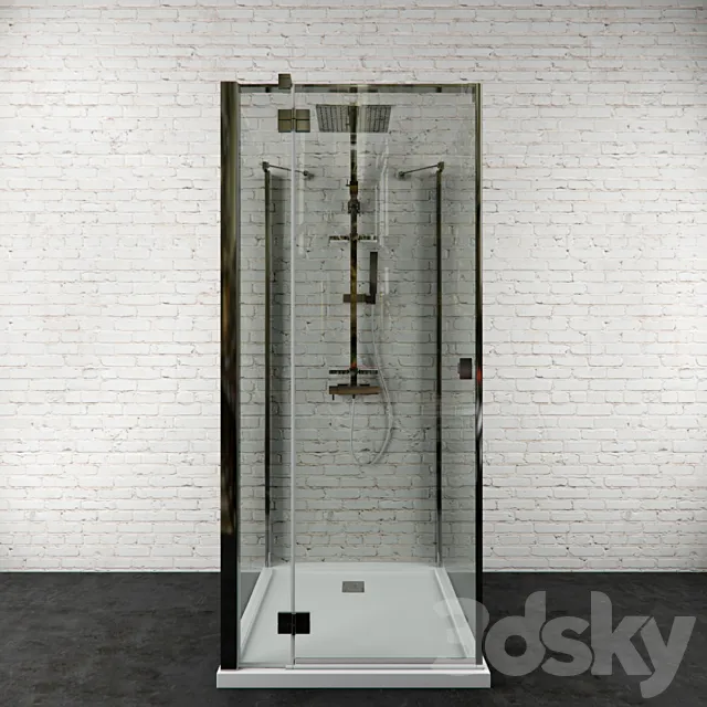 Bathroom – Bathtub 3D Models – Shower stall Essenza kdj + s + shower system Touareg 2