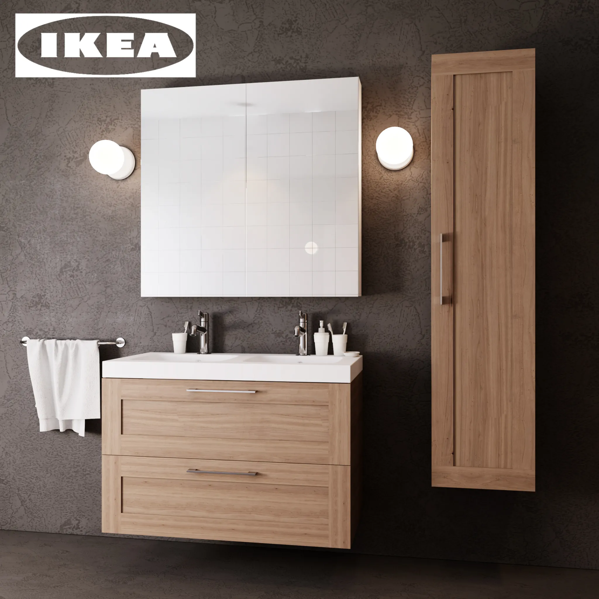 Ikea bathroom furniture set 3DS Max - thumbnail 3