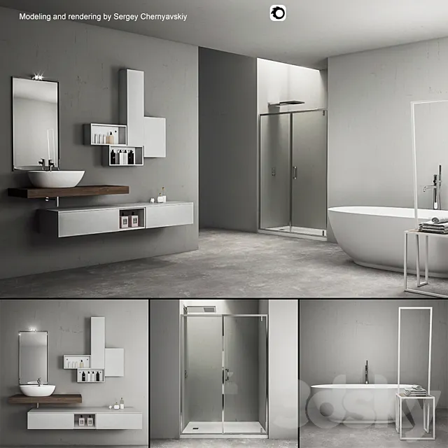 Bathroom – Furniture 3D Models – Bathroom furniture set Arcom e.Ly