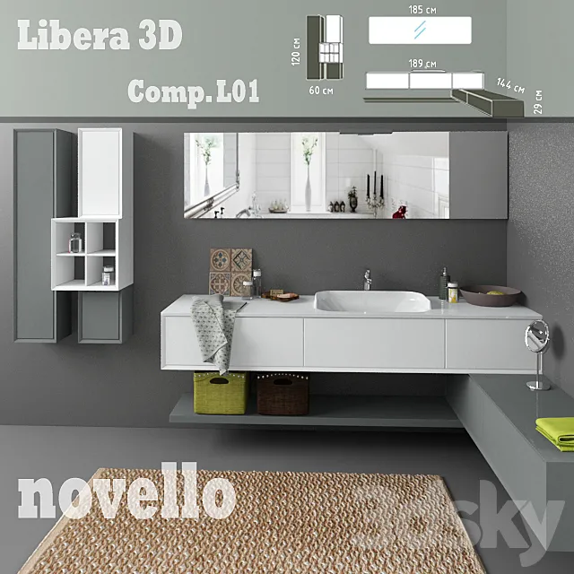 Bathroom – Furniture 3D Models – Novello Libera 3D comp.L1