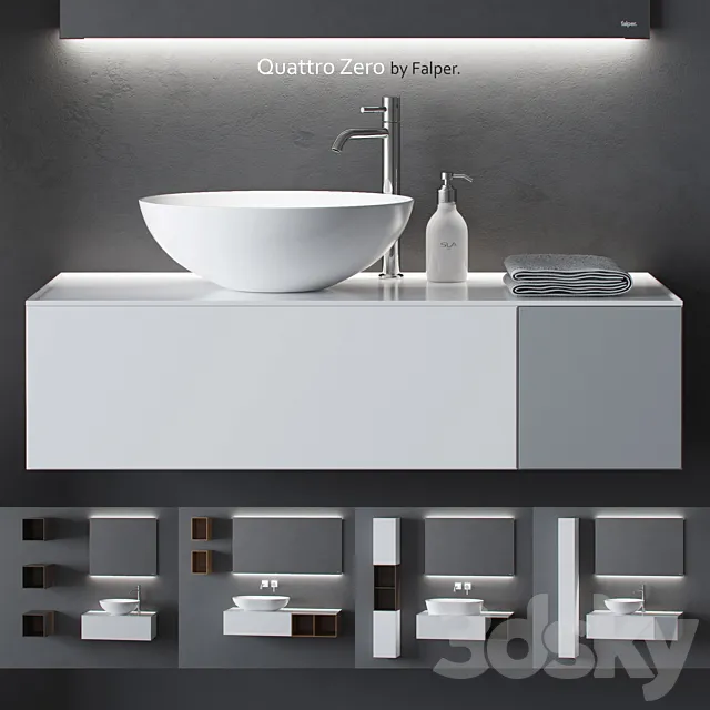 Bathroom – Furniture 3D Models – Quattro Zero by Falper