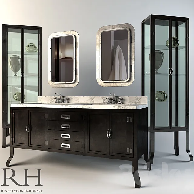 Bathroom – Furniture 3D Models – Restoration Hardware Pharmacy Collection Black