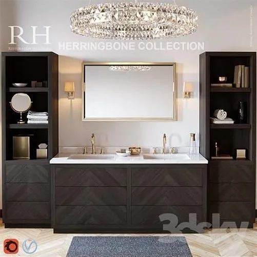 Bathroom – Furniture 3D Models – RH Herringbone Collection 3d Model (Vray; Corona)