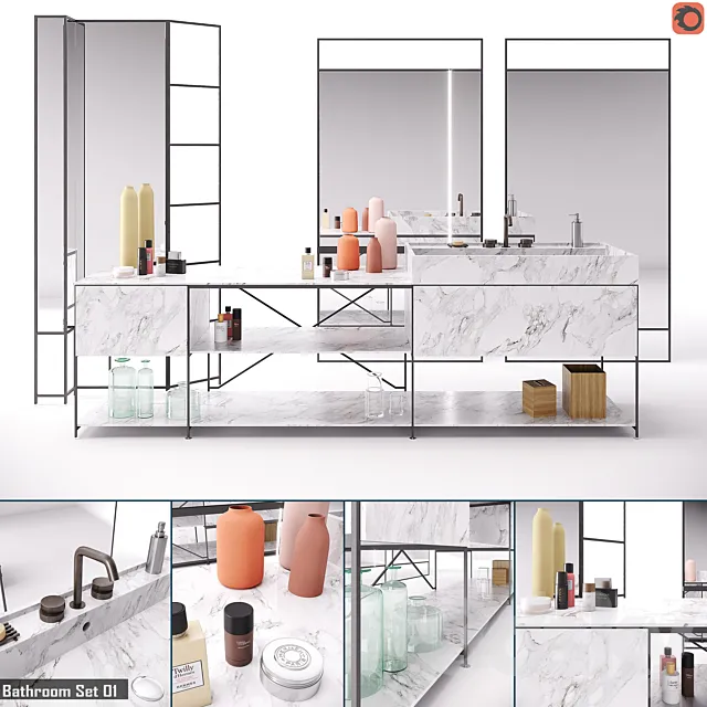 Bathroom – Furniture 3D Models – RIG Modules – Bathroom with Decor Set 01