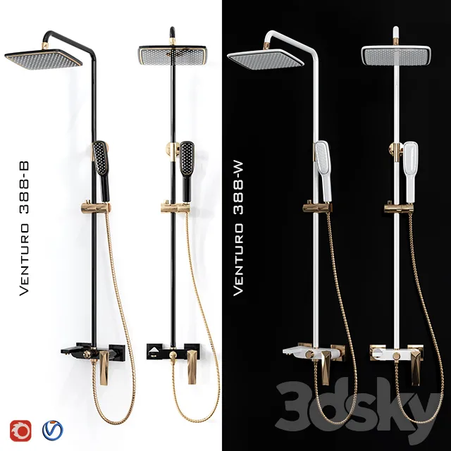 Bathroom – Faucet 3D Models – Boheme Venturo shower rack 388 (B;W)
